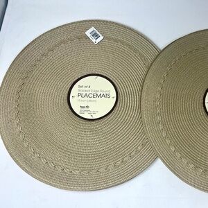 Oatmeal Color Braided Edge Round Placemats Set of 8